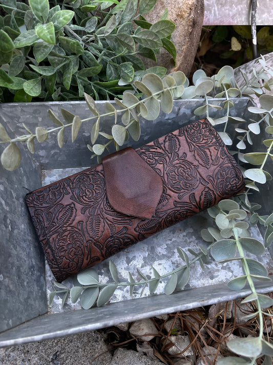 Woman’s , carved leather wallet