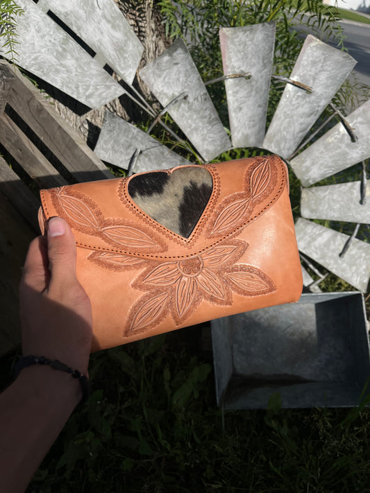 Crossbody Bag with Cowhide Heart